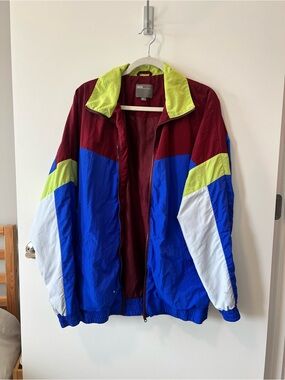 ASOS Burgundy, Blue & Lime Colorblock Windbreaker